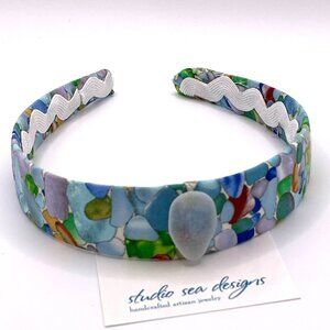 Handmade Sea Glass Fabric Headband-Beachy Headband-New!